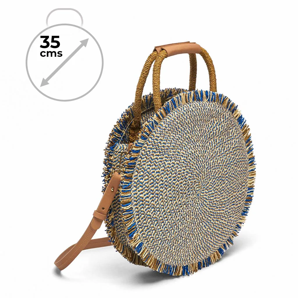 Sac en Paille Rond Bandoulière orné de Franges - Shine Boutique