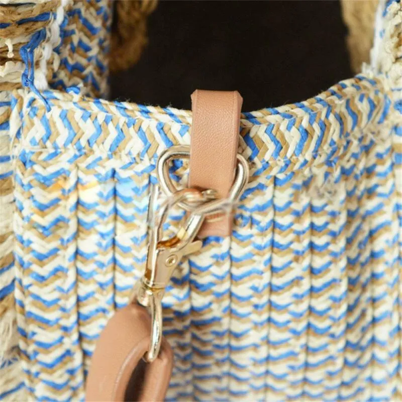 Sac en Paille Rond Bandoulière orné de Franges - Shine Boutique